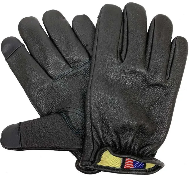 Men's Deerskin Aramid-Lined Touchscreen Gloves - Short Wrist