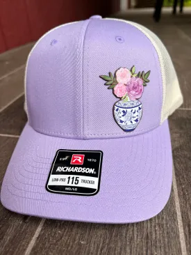 Mothers Day Hat for Mom | Flower Vase Leather Patch Hat | Hat for Mom | Mothers Day Gift | Unique Gift Idea | Richardson 115 Snapback hat