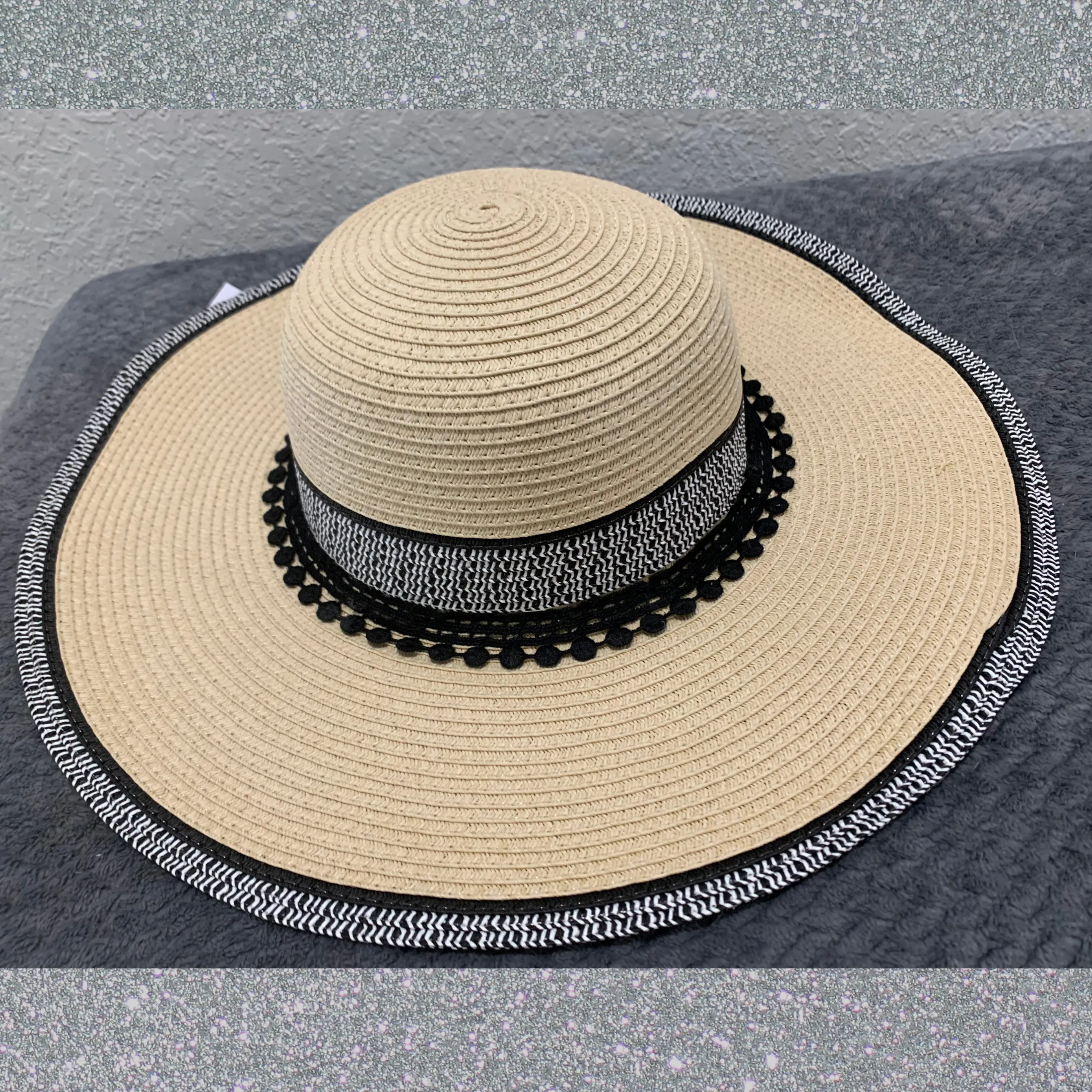 Mykonos Straw Sun Hat Decorated Handmade