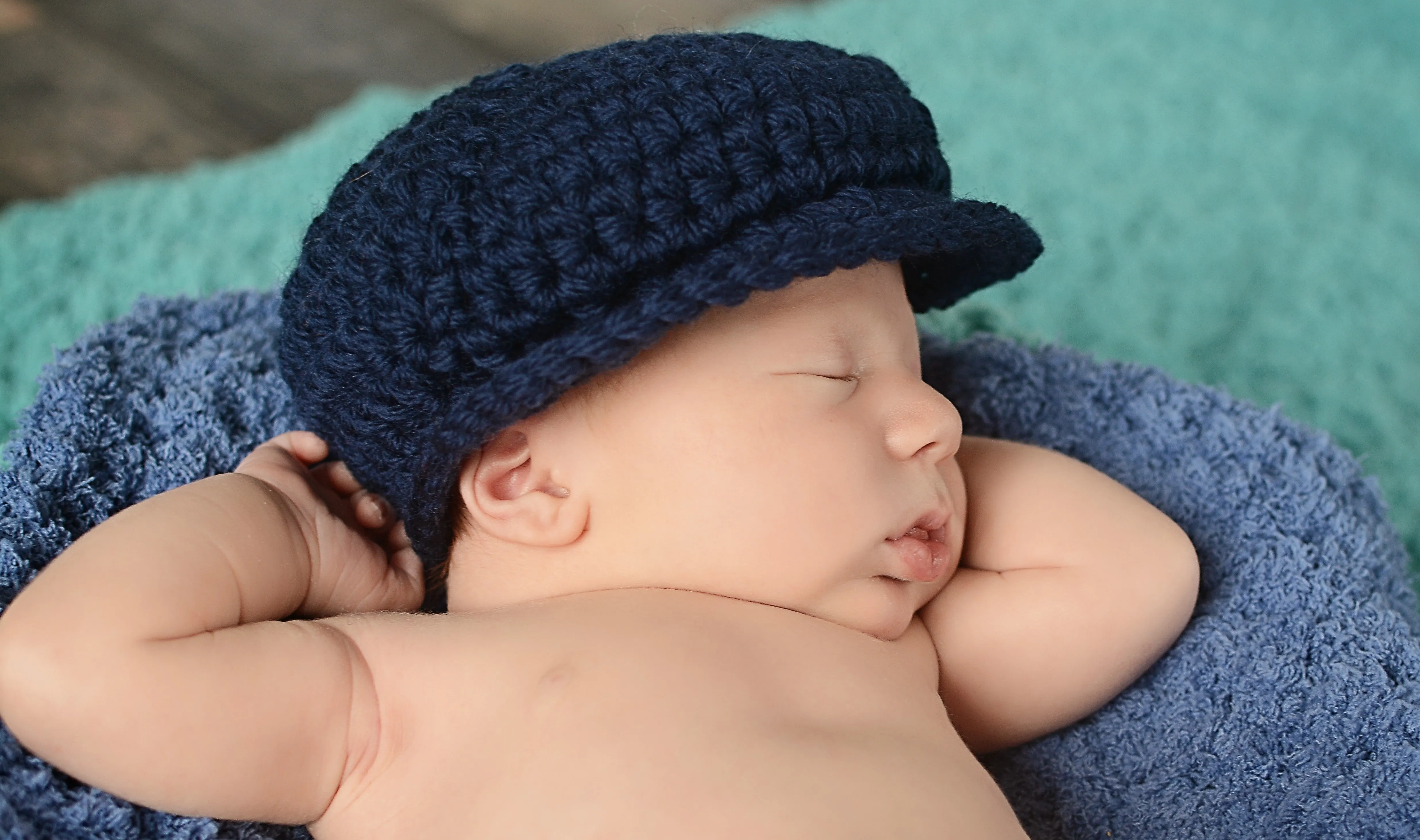 Navy blue Irish wool newsboy hat