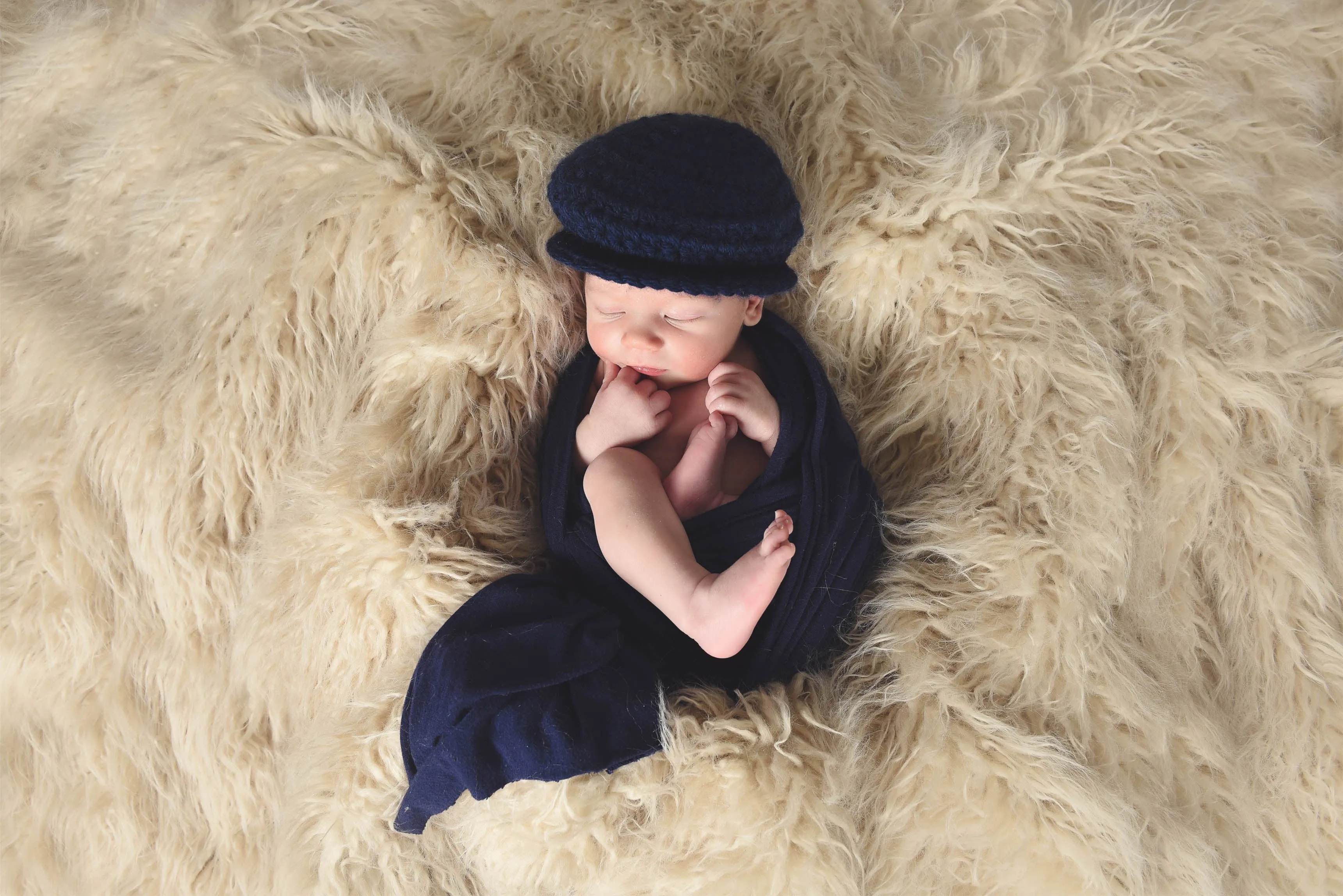 Navy blue Irish wool newsboy hat