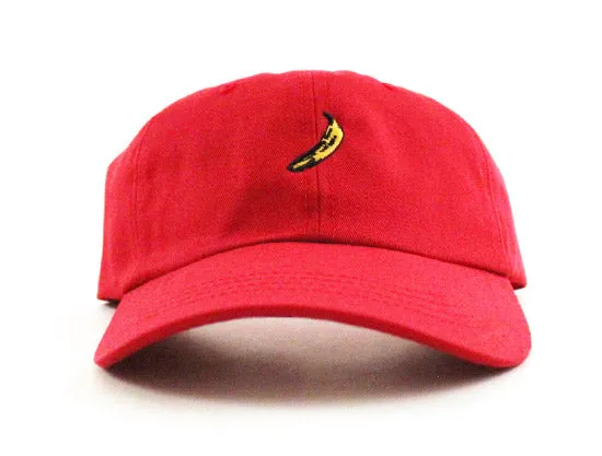 Platano Unconstructed Baseball Adjustable Dad Hat (Dark Red)