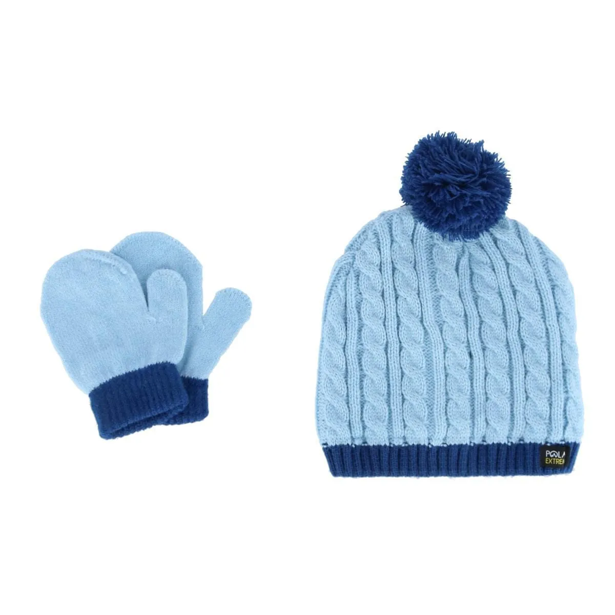 Polar Extreme Kids' Infant Cable Knit Winter Beanie and Mitten Set