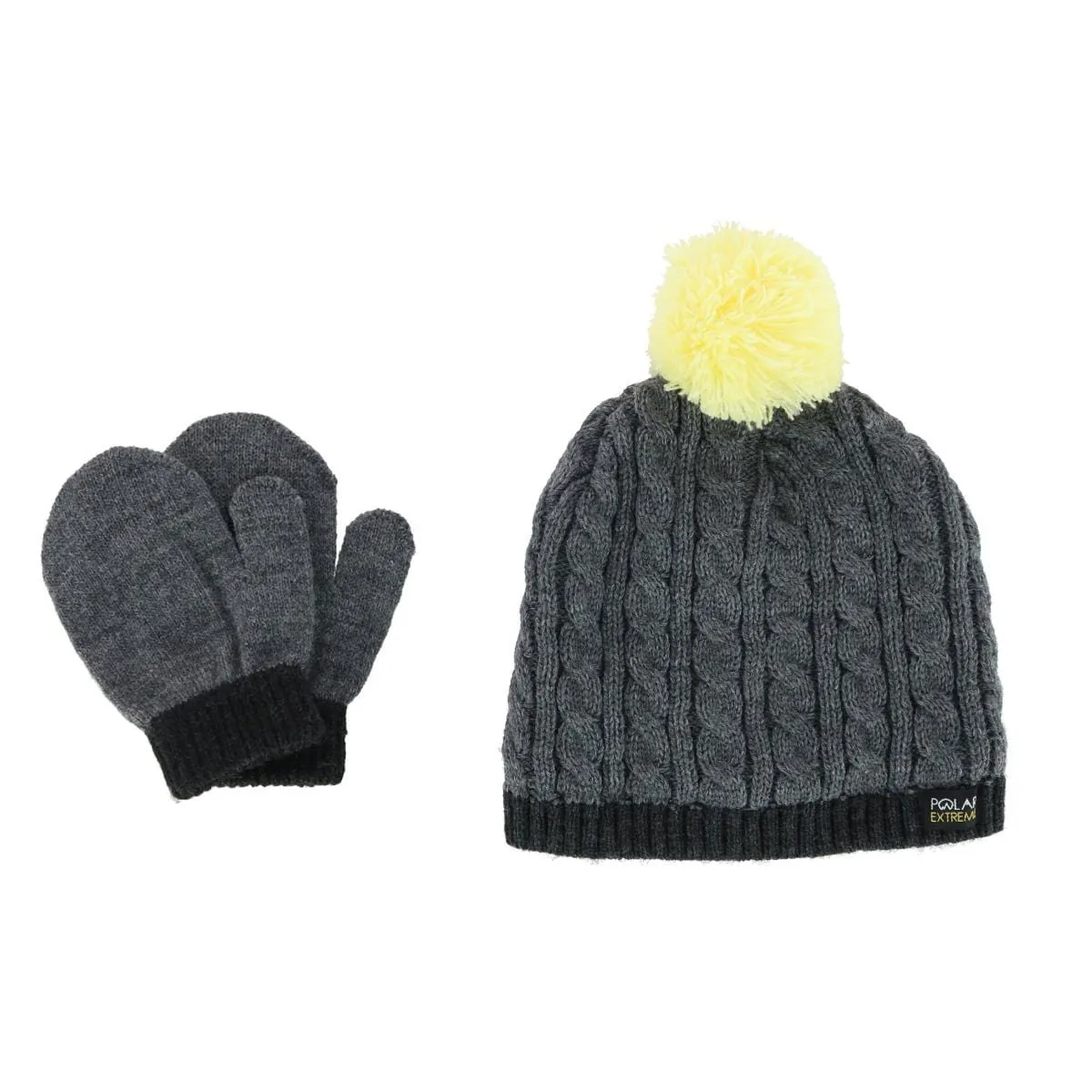 Polar Extreme Kids' Infant Cable Knit Winter Beanie and Mitten Set