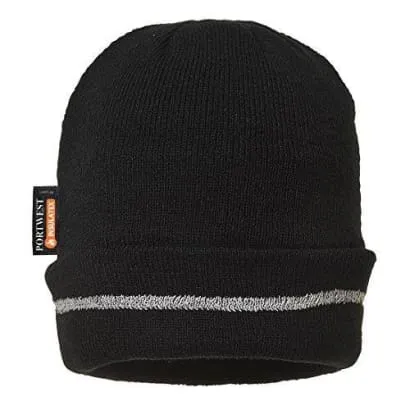 Portwest Knitted insulated beanie Hat Reflective Trim - B023