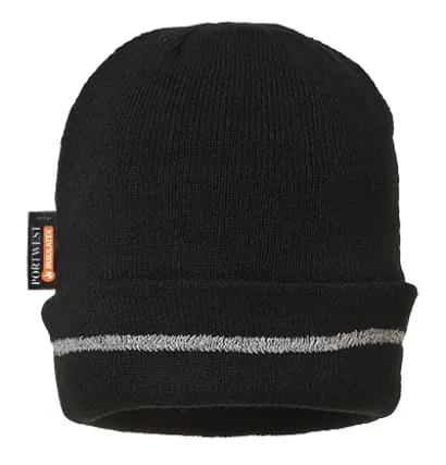 Portwest Knitted insulated beanie Hat Reflective Trim - B023