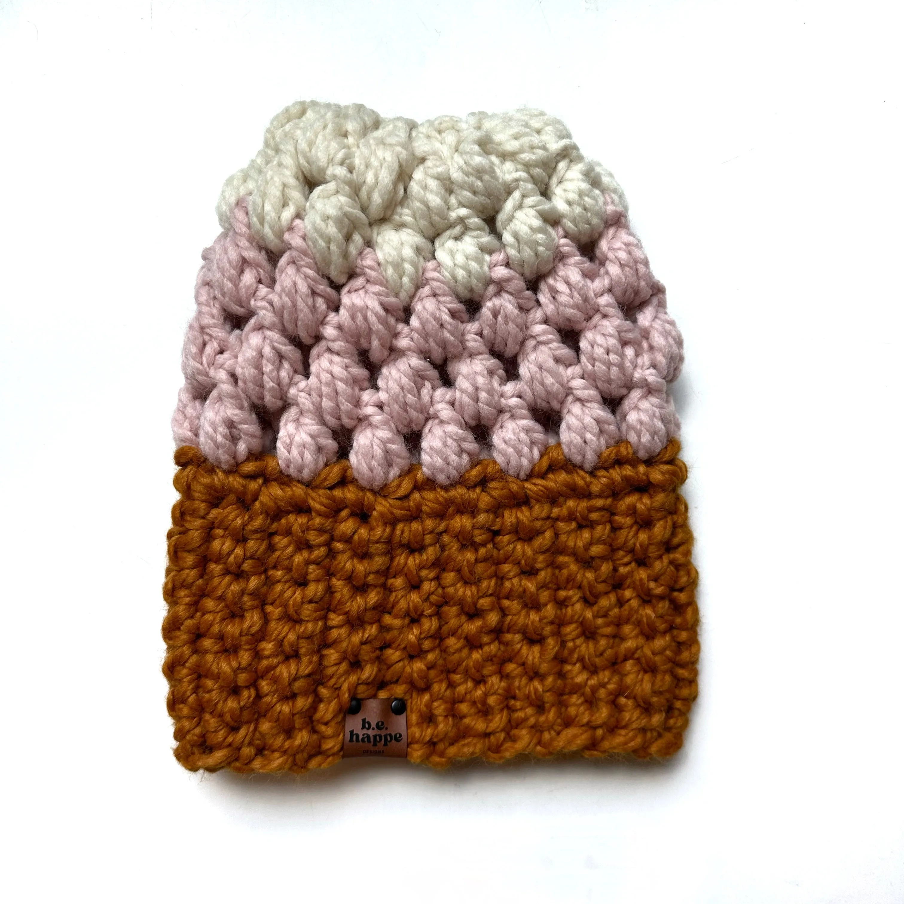 Puff Stitch Slouch Hat | Butterscotch   Pink   Off White