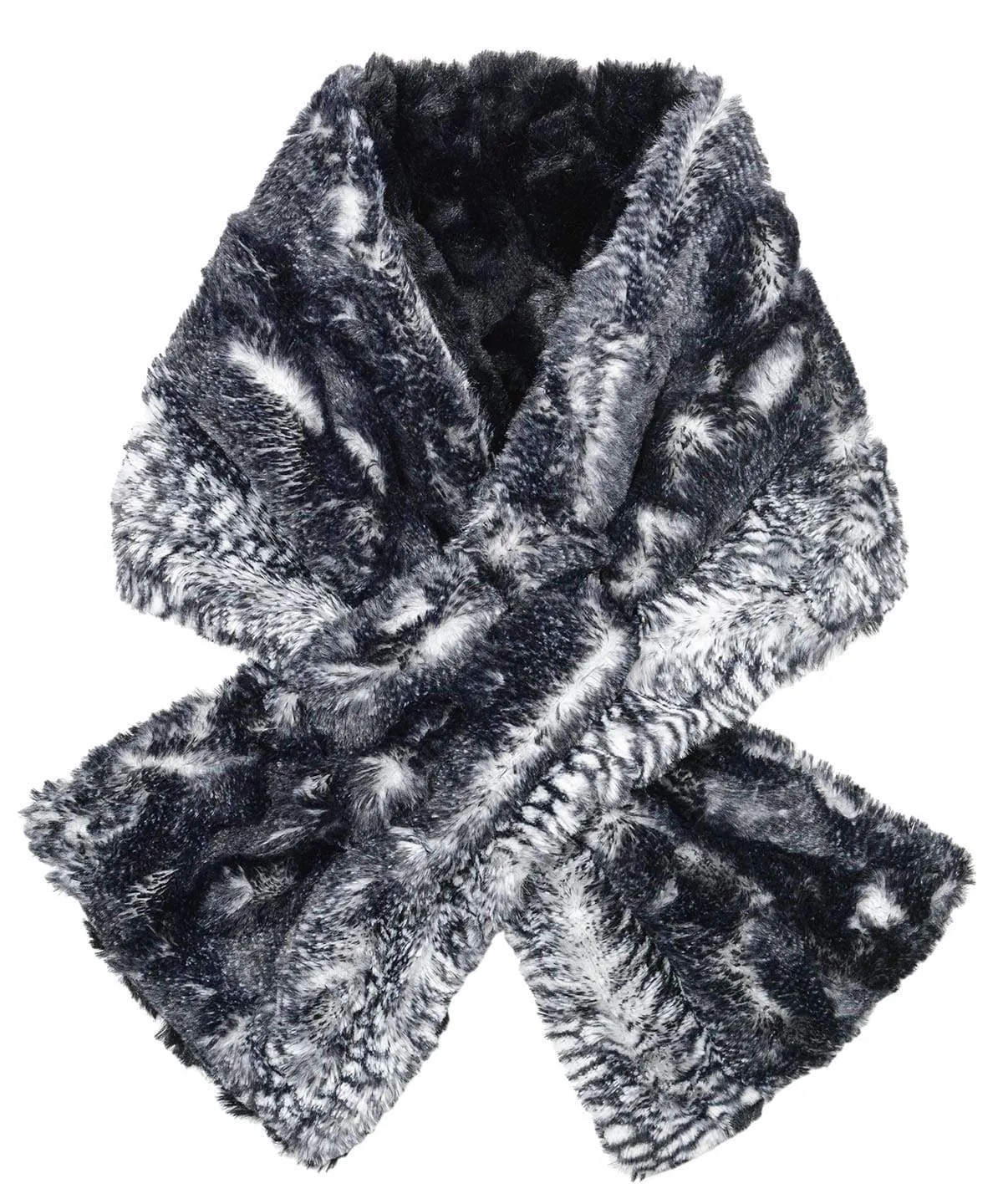 Pull-Thru Scarf - Luxury Faux Fur in Black Mamba