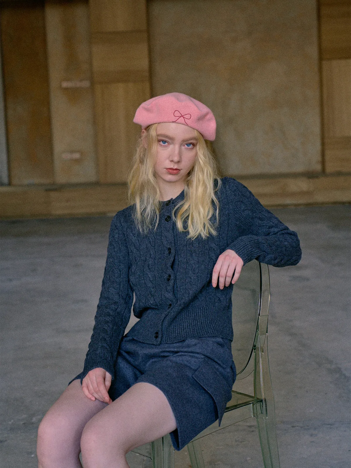 "Bon Chic" Wool Beret- Pink