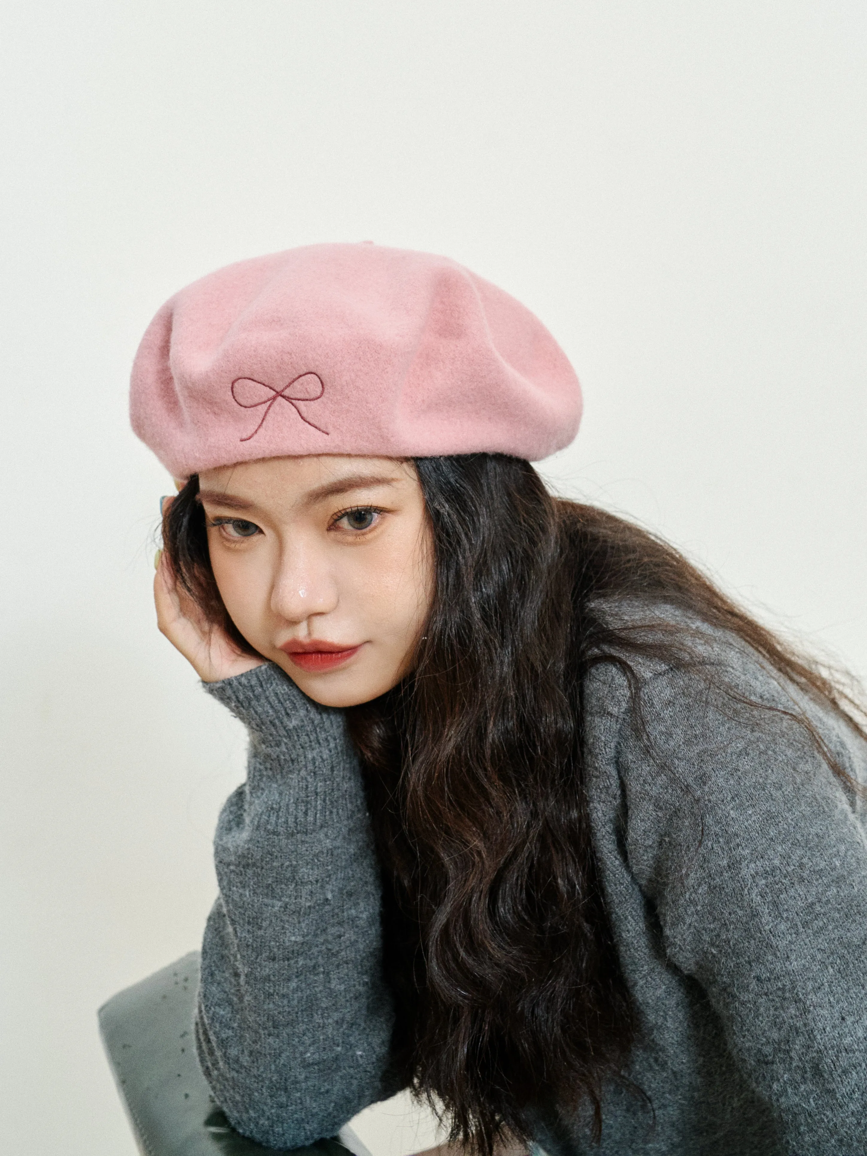 "Bon Chic" Wool Beret- Pink