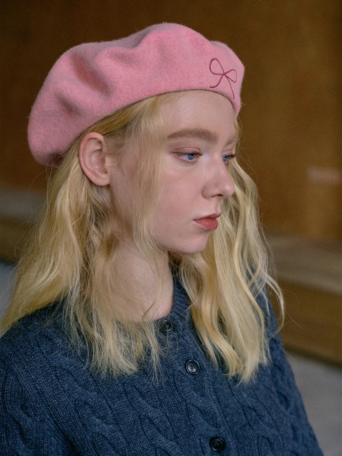 "Bon Chic" Wool Beret- Pink