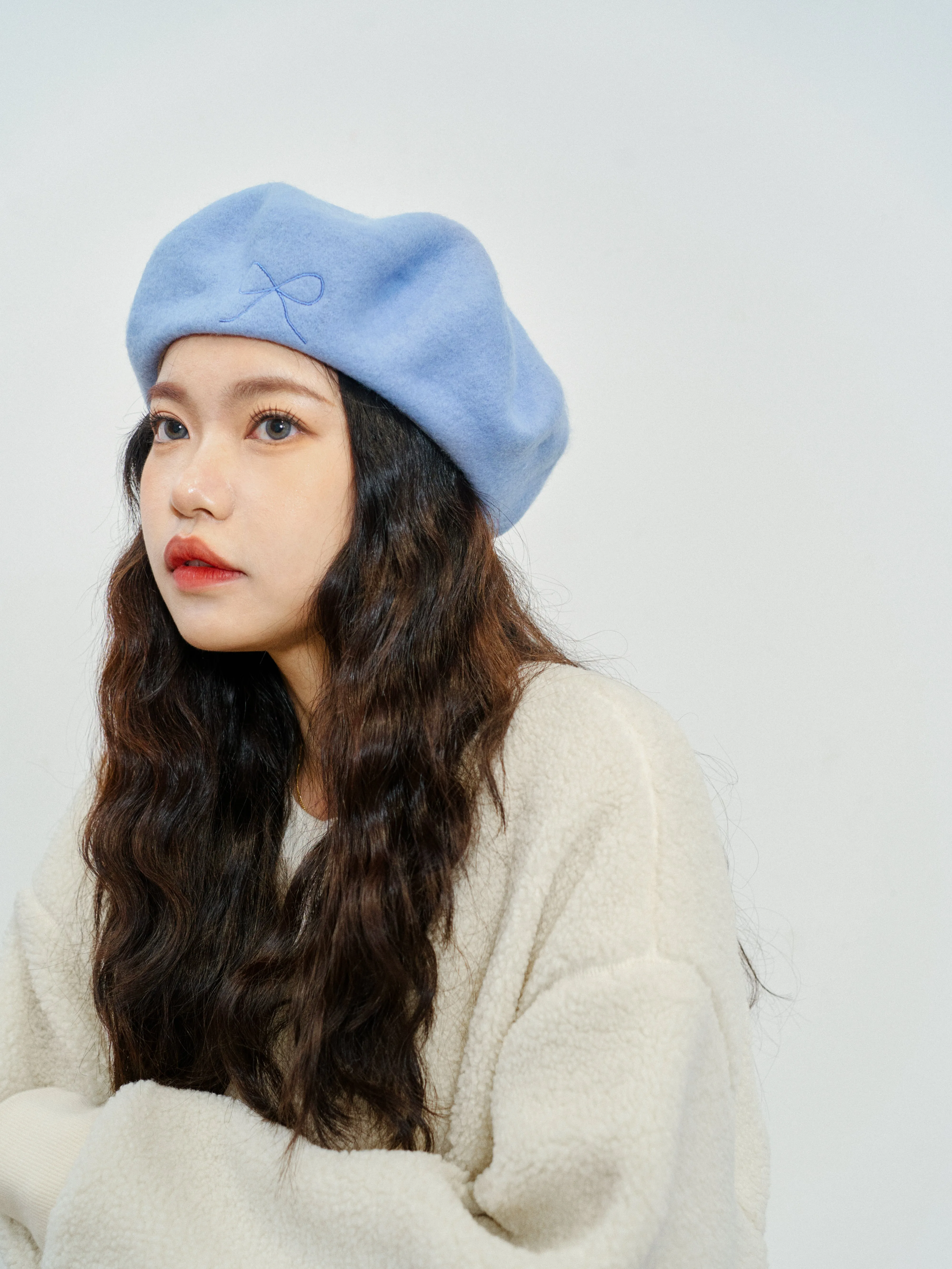 "Bon Chic" Wool Beret - Sky Blue