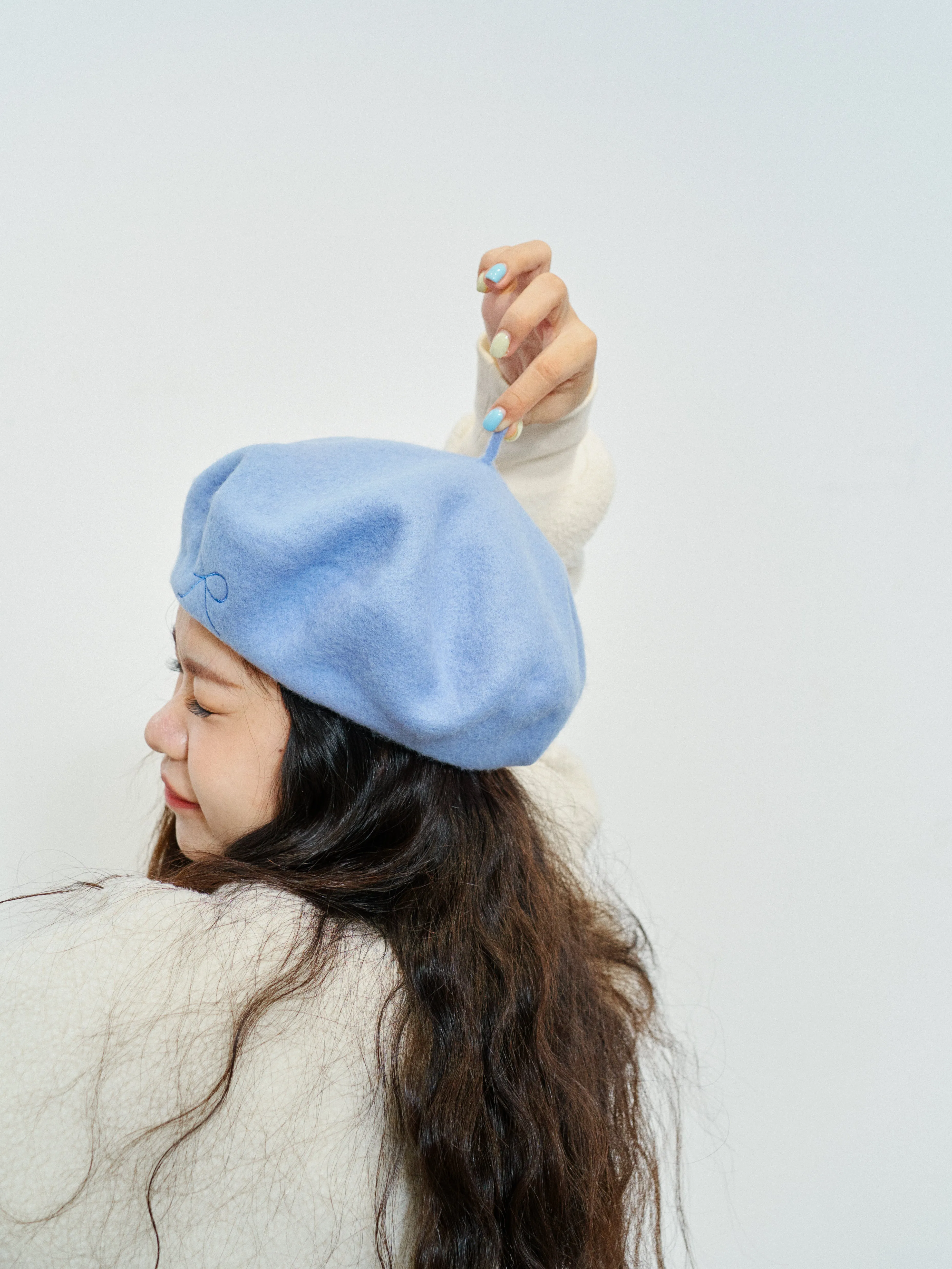 "Bon Chic" Wool Beret - Sky Blue