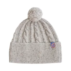 "Pom Pom" Cable Knit Wool Beanie - Silver Grey