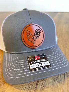 Rooster Hat | Perfect gift for Chicken/Rooster Enthusiasts | Outdoor Life | Richardson 112 Leather Patch Trucker Hat | Great Christmas Gift