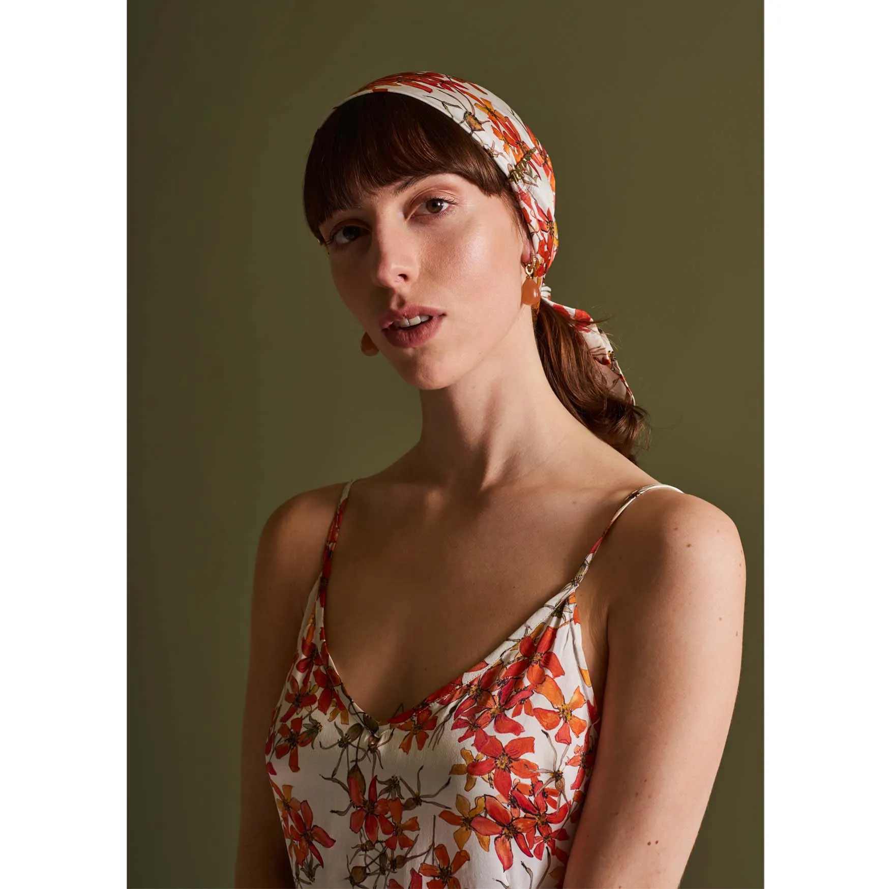 Silk Head Scarf in Wild Rose