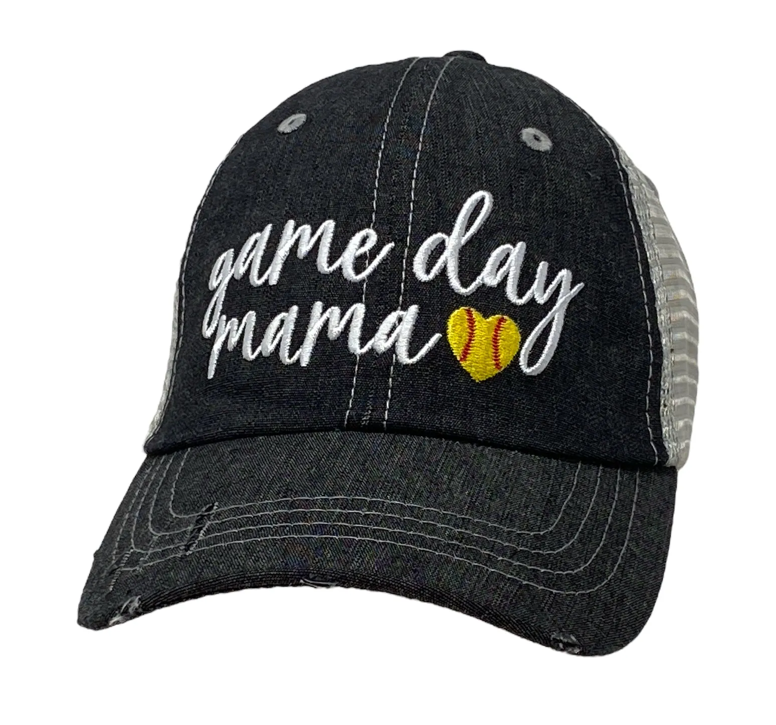 Softball Game Day Mama Softball Mama Softball Mom Mesh Embroidered MESH Hat Trucker Hat Cap -268