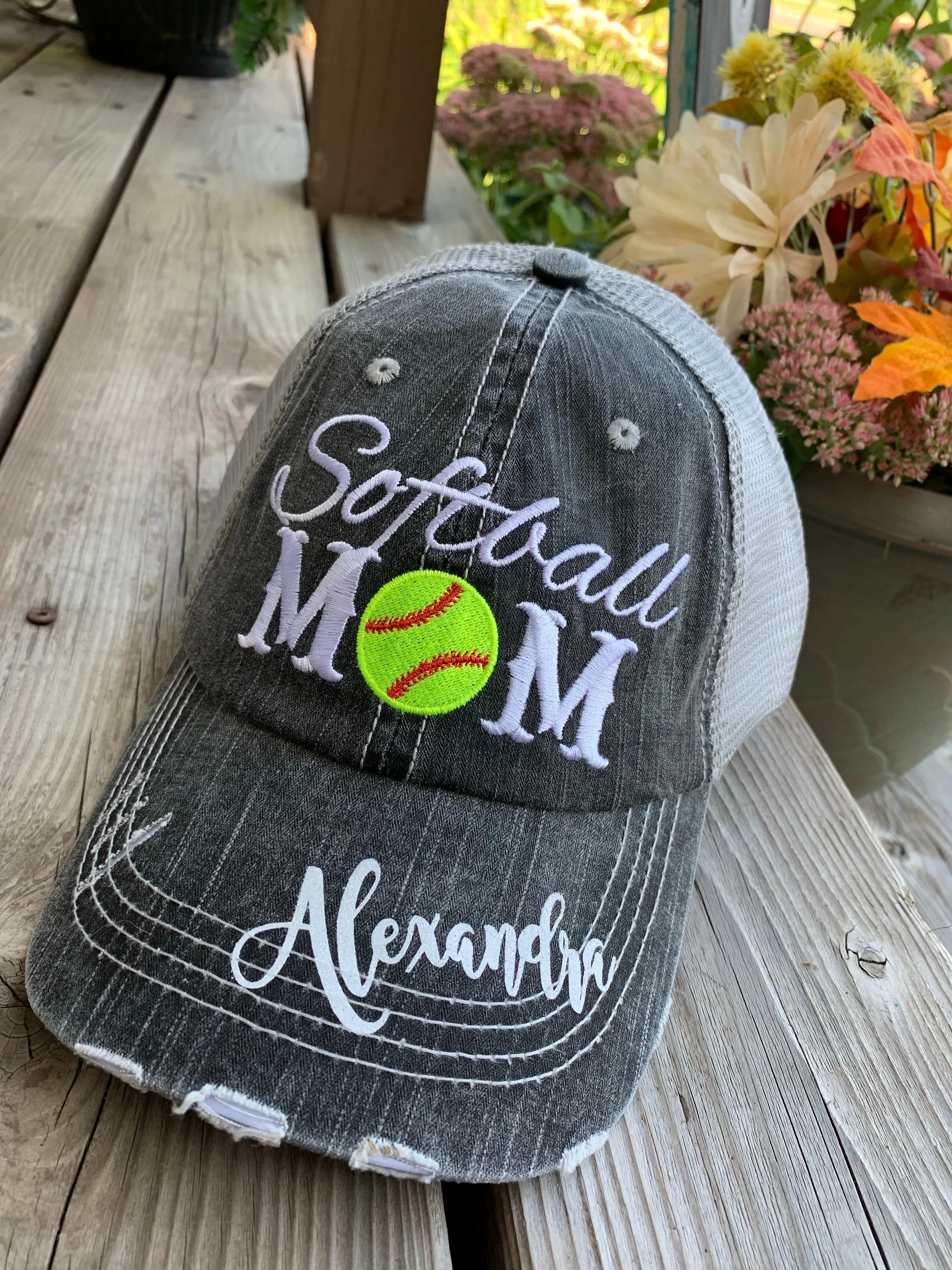 Sports mom Hats! Mom trucker caps-Customize-number-names-BLING! Hockey sticks. Mama. Womens distressed adjustable caps. Hockey mom.