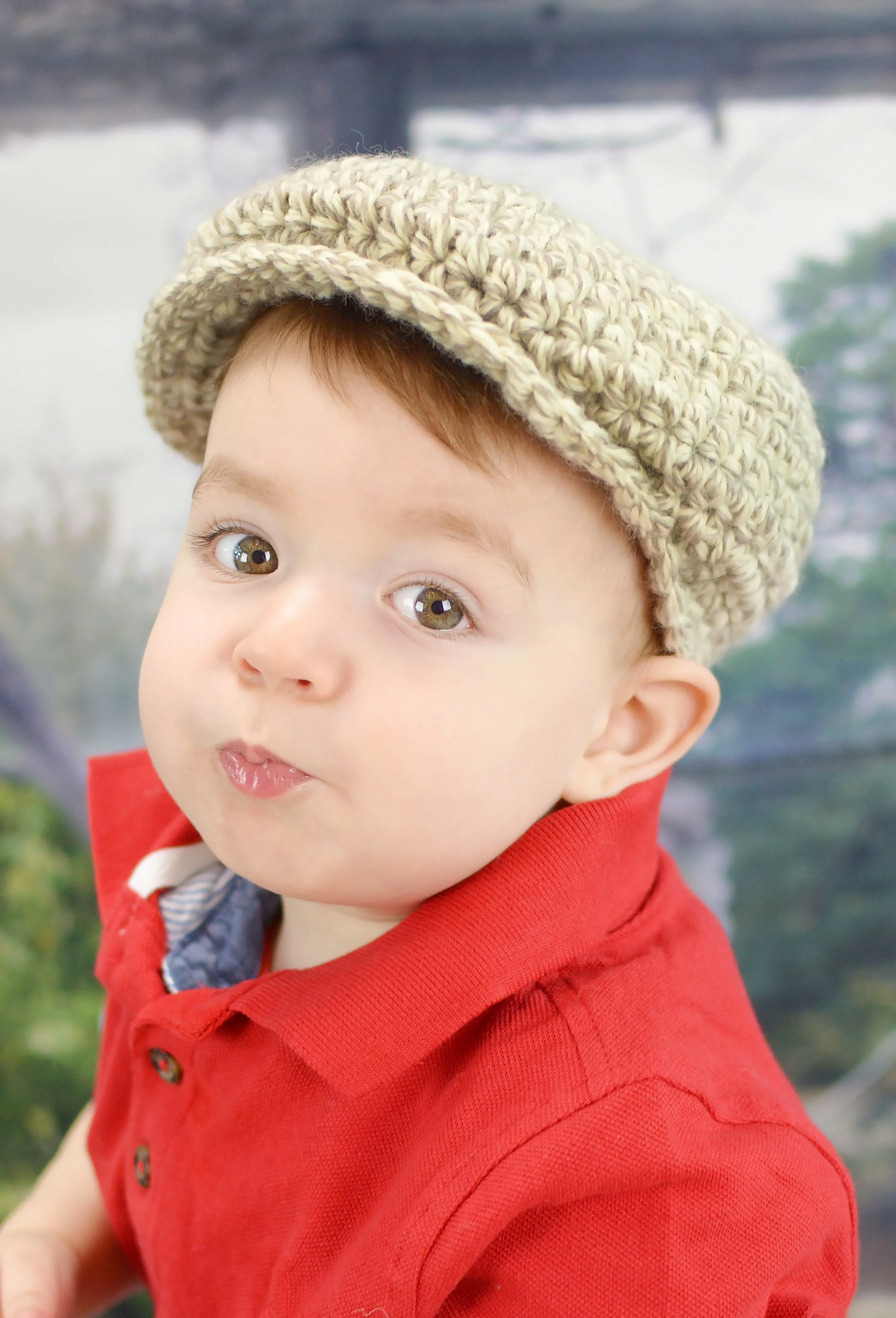 Tan & cream Irish wool newsboy hat