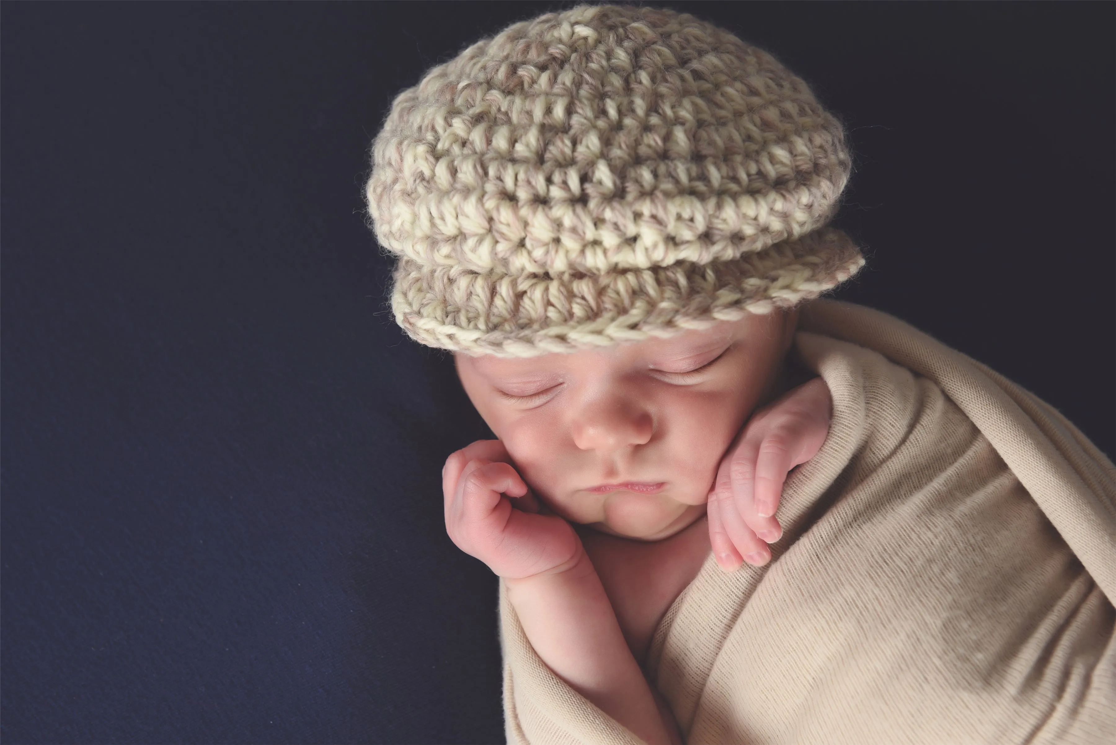 Tan & cream Irish wool newsboy hat