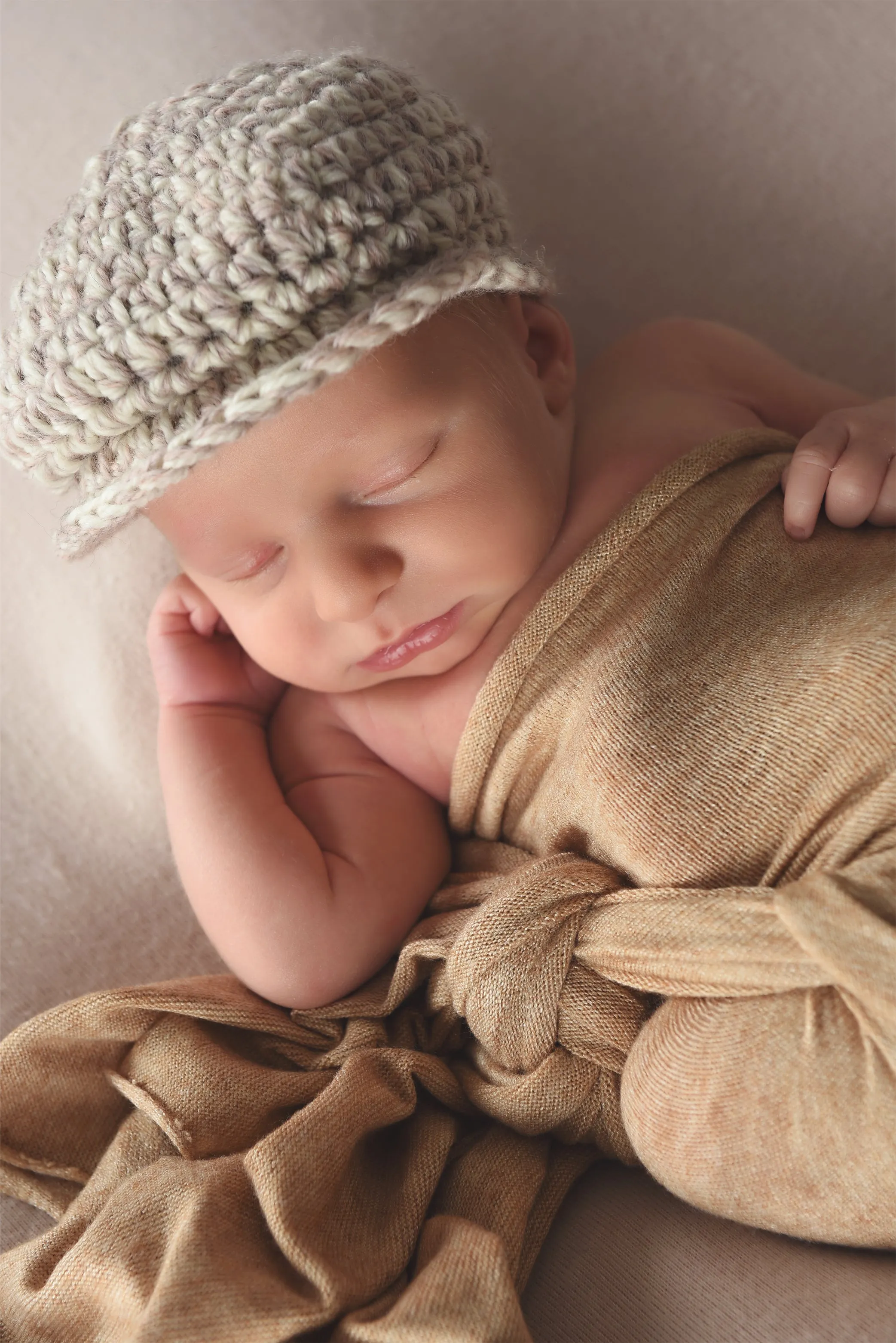 Tan & cream Irish wool newsboy hat