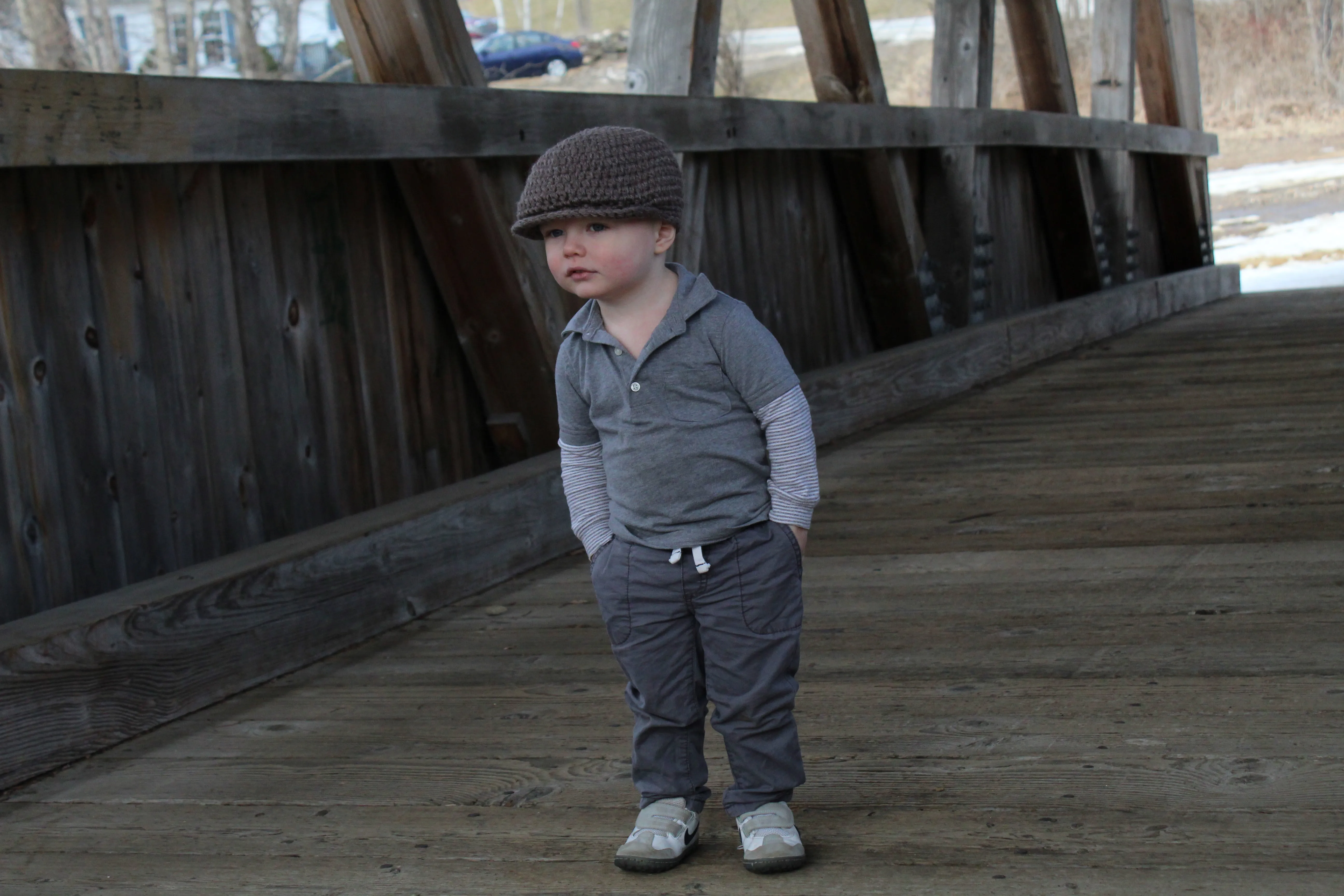 Taupe Irish wool newsboy hat