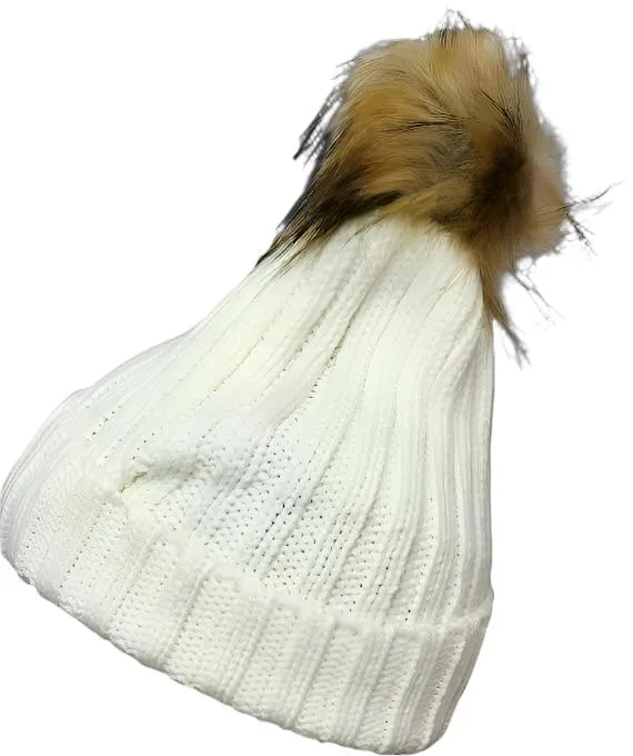 Toboggan Hat with detachable Pom-Pom - Black Or White RTTHWPP