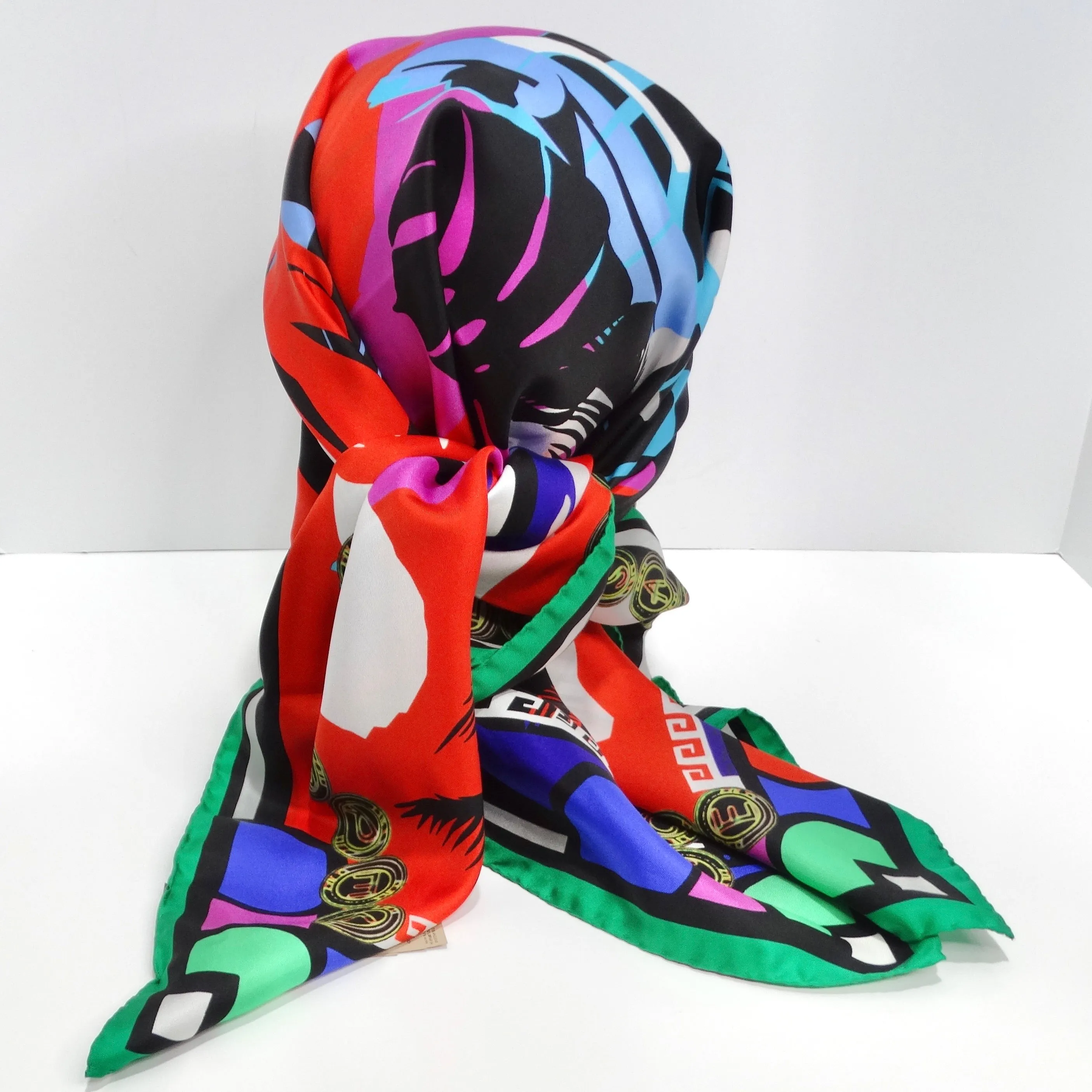 Versace Multicolor Silk Printed Scarf