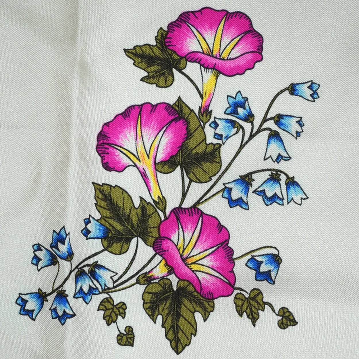 Vintage 1970s Gucci Silk Twill Scarf Floral Petunia Flowers Bluebells Square 27”