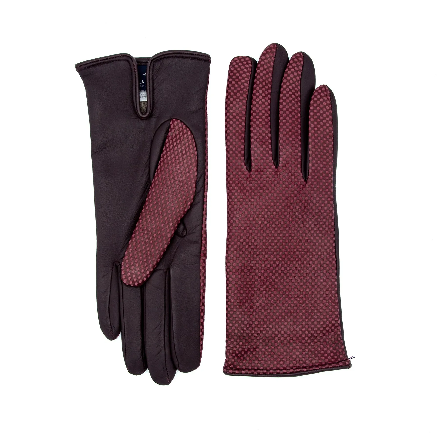 Women's ruhm printed nappa touchscreen leather gloves and cashmere lining