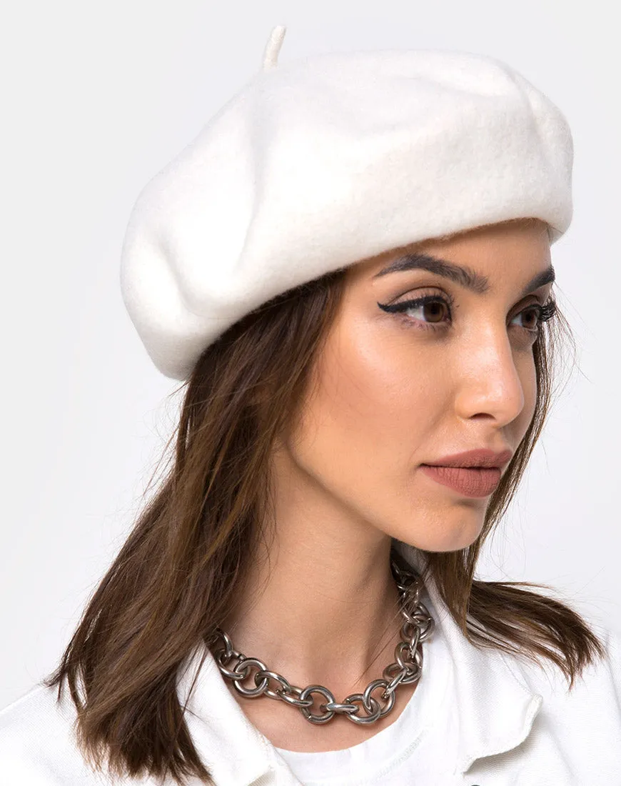 Wool Beret in Cream